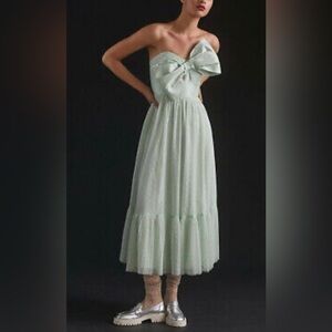 Anthropologie Mint Green Strapless Dress